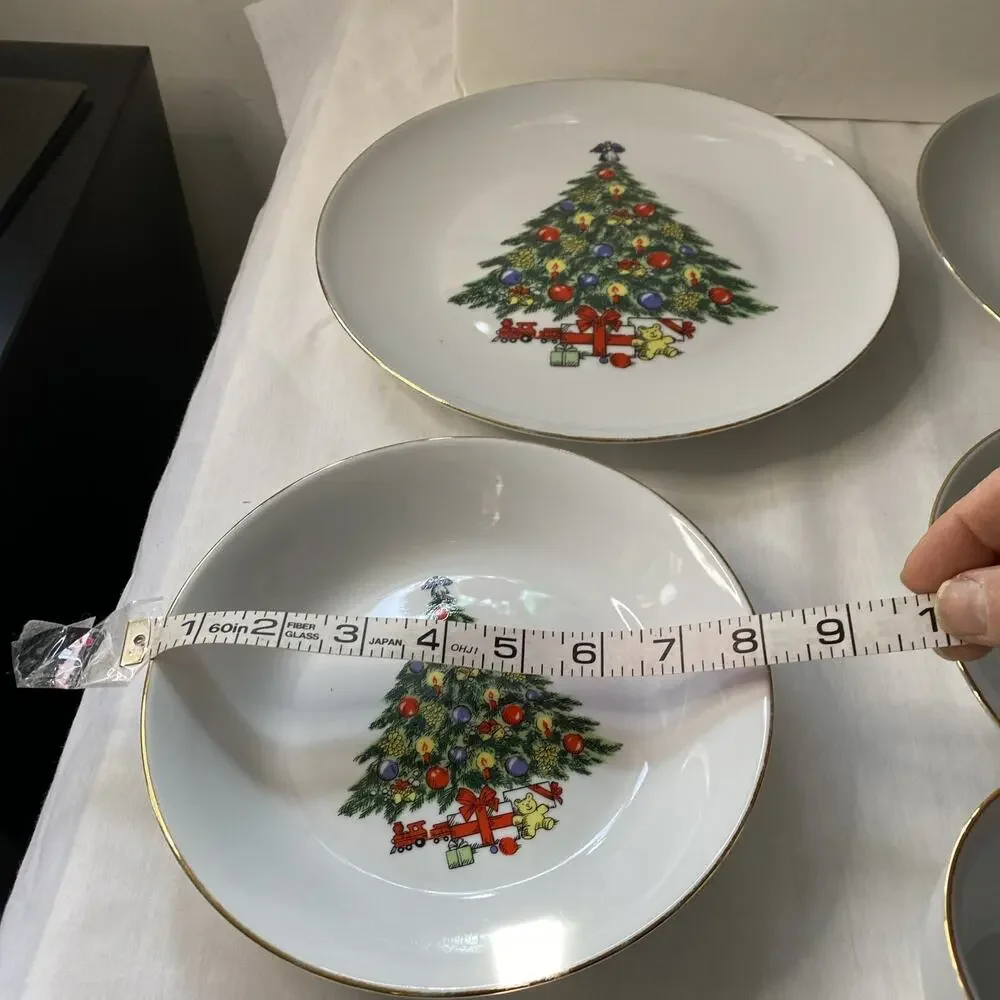 10pc Jamestown China Christmas Treasure China Service Gold Rim & 3 cups 